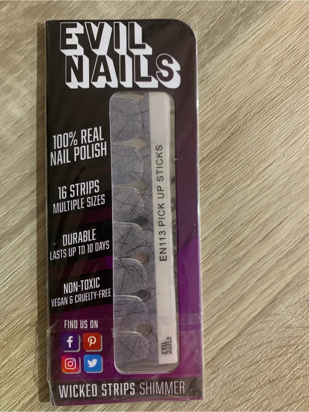 Evil Nails Wicked Strips Shimmer Nail Polish Strips - Pickup Sticks